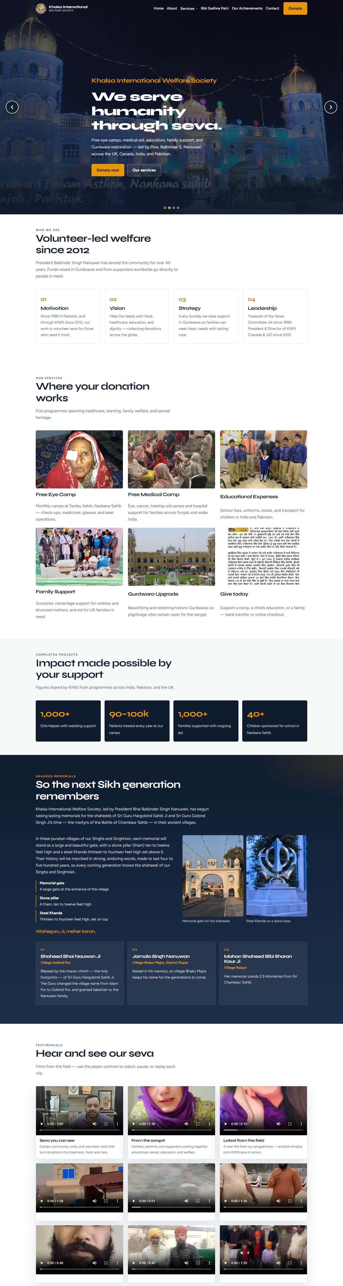 Full homepage of Khalsa International Welfare Society